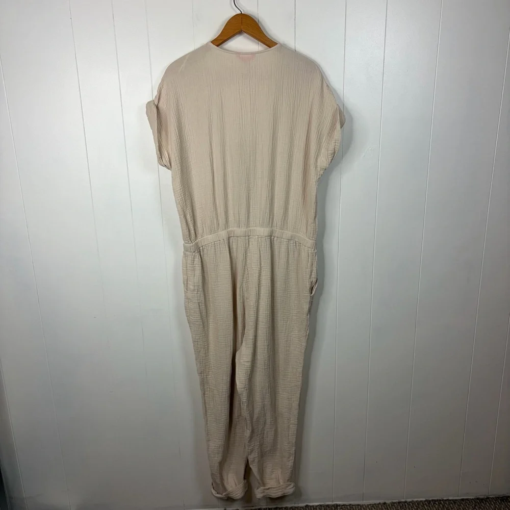 Joe Fresh Beige Tan Short Sleeve Jumpsuit Pockets Size XL Summer Size resort - Picture 5 of 8